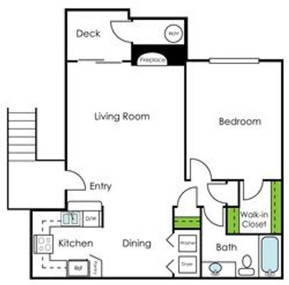Floor Plan - 1 Bedroom - 1 Bath