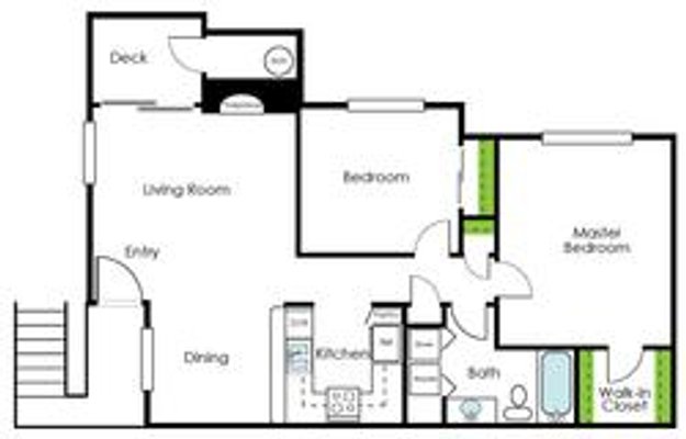 Floor Plan - 2 Bedroom - 1 Bath