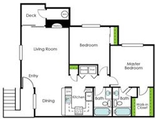 Floor Plan - 2 Bedroom - 2 Bath