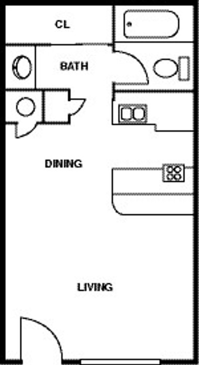 Floor Plan - 0 Bedroom - 1 Bath