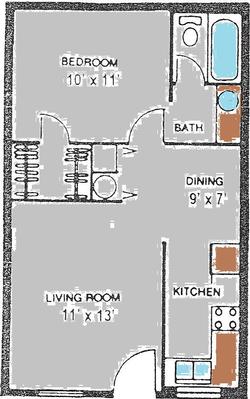 Floor Plan - 1 Bedroom - 1 Bath