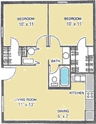 Floor Plan - 2 Bedroom - 1 Bath