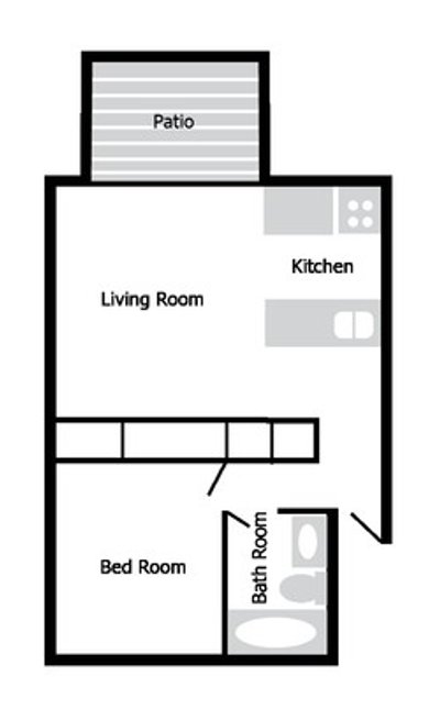 Floor Plan - 1 Bedroom - 1 Bath