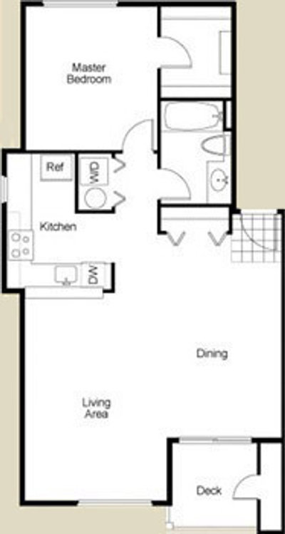 Floor Plan - 1 Bedroom - 1 Bath